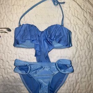 Two pieces set blue swimsuit